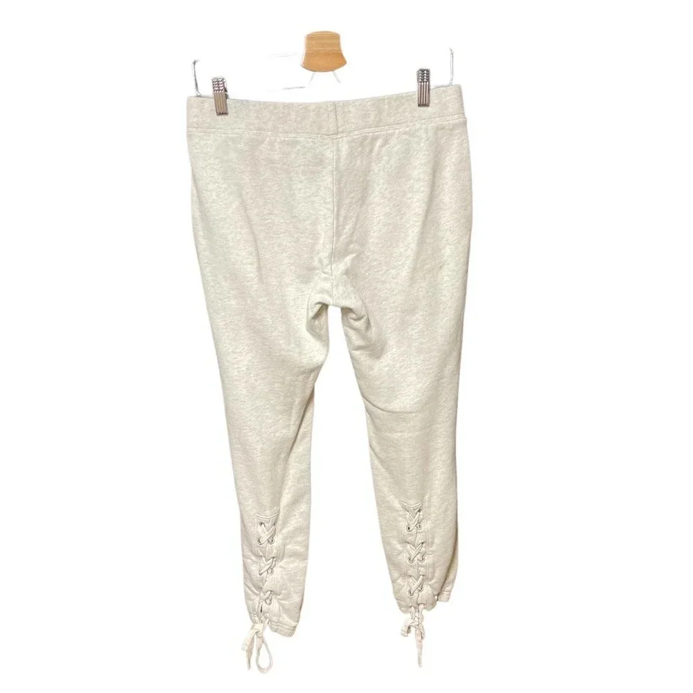 Pam &‎ Gela Lace-up Jogger Sweatpants Oatmeal Cream Gray Size Small